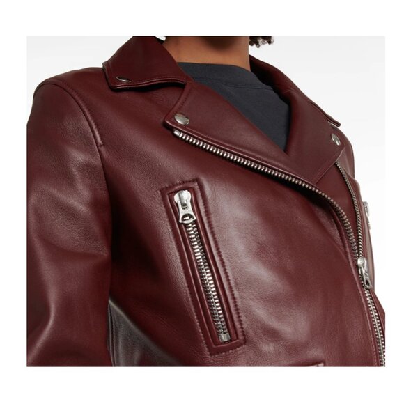 Cherry Red Acne Studios Leather Biker Jacket [42, Excellent Condition] - Picture 3 of 5